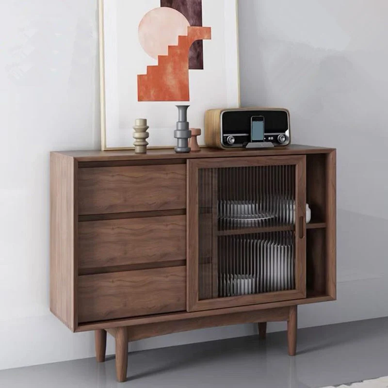 Aparador rectangular moderno, aparador de madera con puerta corredera Naturales Clearhalo