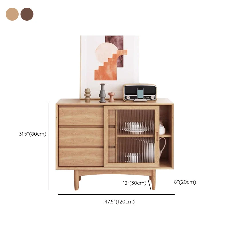 Aparador rectangular moderno, aparador de madera con puerta corredera Naturales Clearhalo