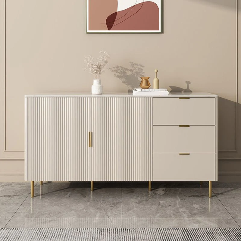 Aparador rectangular de piedra sinterizada, aparador de almacenamiento de lujo con cajones y puertas Clearhalo