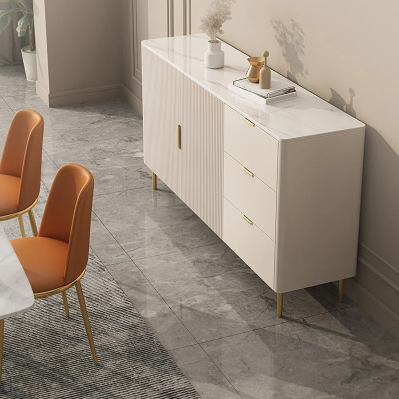 Aparador rectangular de piedra sinterizada, aparador de almacenamiento de lujo con cajones y puertas Clearhalo