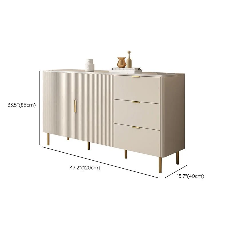 Aparador rectangular de piedra sinterizada, aparador de almacenamiento de lujo con cajones y puertas Clearhalo