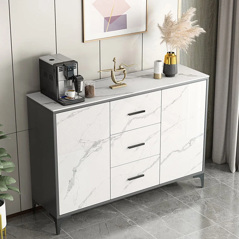 Aparador superior de piedra Aparador de cocina de madera de ingenierí con 2 puertas Blanco Clearhalo