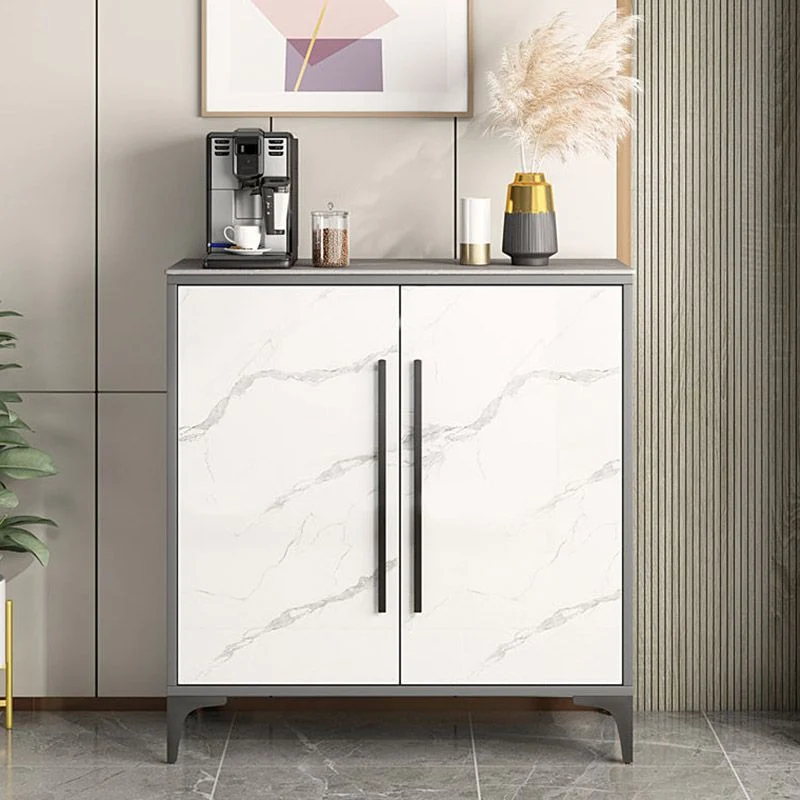 Aparador superior de piedra Aparador de cocina de madera de ingenierí con 2 puertas Blanco Clearhalo