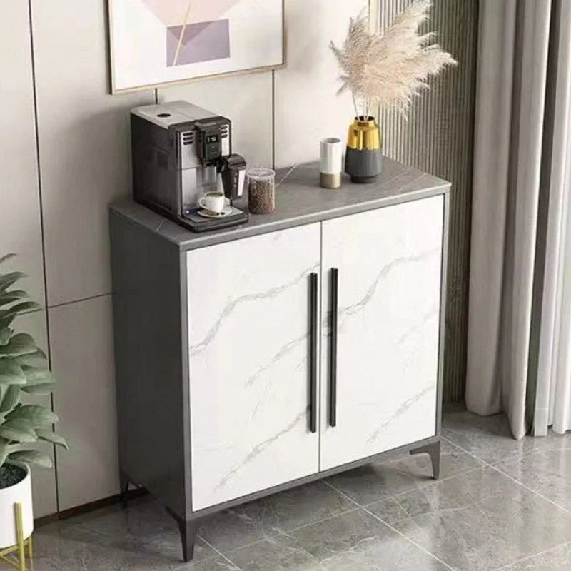 Aparador superior de piedra Aparador de cocina de madera de ingenierí con 2 puertas Blanco Clearhalo