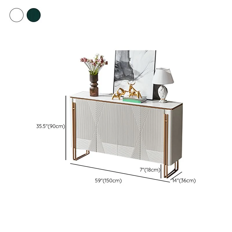 Aparador superior de piedra moderno, tablero lateral de madera de ingenierí para sala de estar Blanco Clearhalo