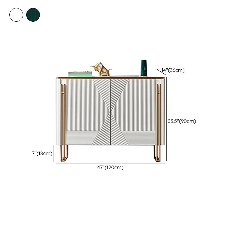 Aparador superior de piedra moderno, tablero lateral de madera de ingenierí para sala de estar Blanco Clearhalo