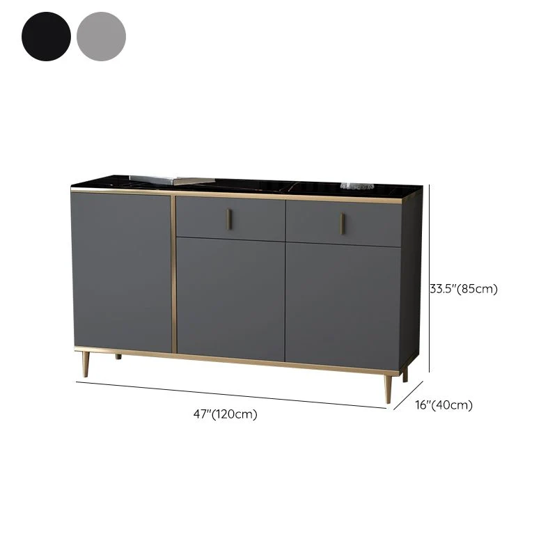 Aparador superior de piedra, tablero lateral de madera de ingenierí estilo Glam para uso en cocina Negro Clearhalo