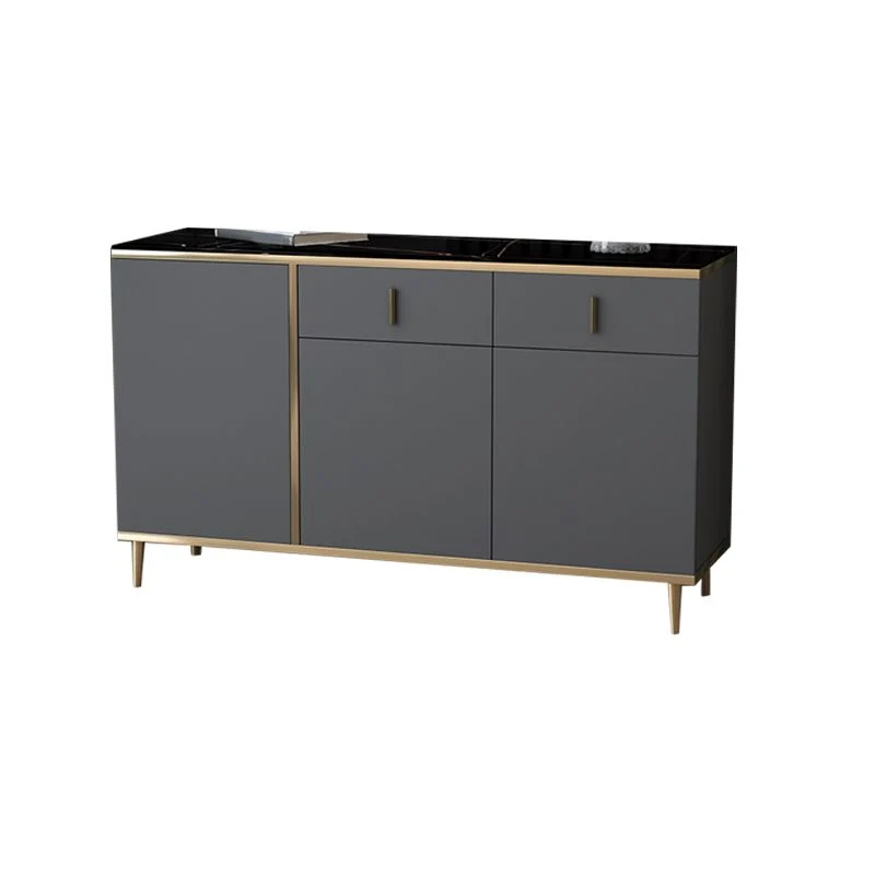 Aparador superior de piedra, tablero lateral de madera de ingenierí estilo Glam para uso en cocina Negro Clearhalo