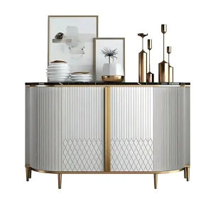 Aparador tipo buffet estilo Glam, servidor superior de piedra con puerta para el hogar Gris Clearhalo
