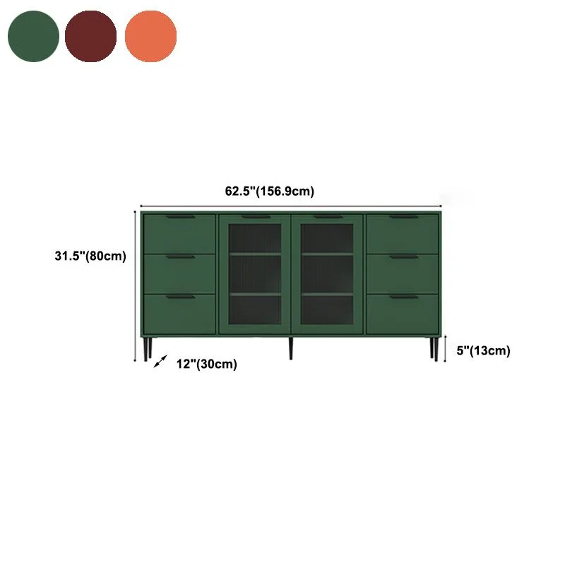 Aparador tipo buffet estilo Glam, servidor de madera con puerta y cajón para sala de estar Verde Clearhalo
