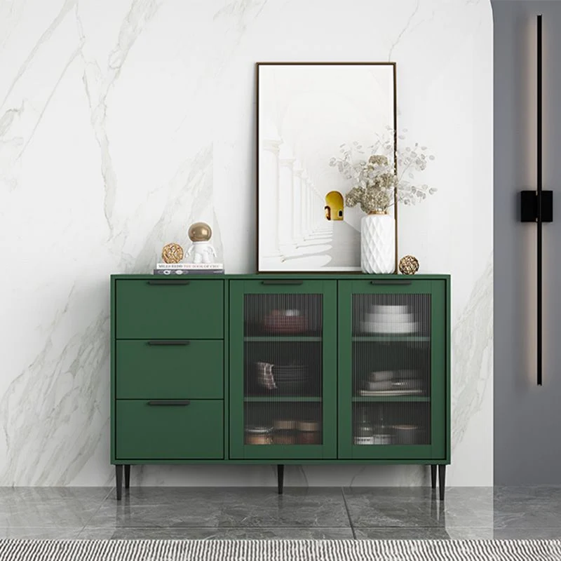 Aparador tipo buffet estilo Glam, servidor de madera con puerta y cajón para sala de estar Verde Clearhalo