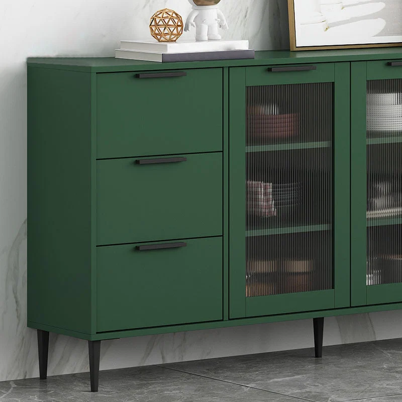 Aparador tipo buffet estilo Glam, servidor de madera con puerta y cajón para sala de estar Verde Clearhalo