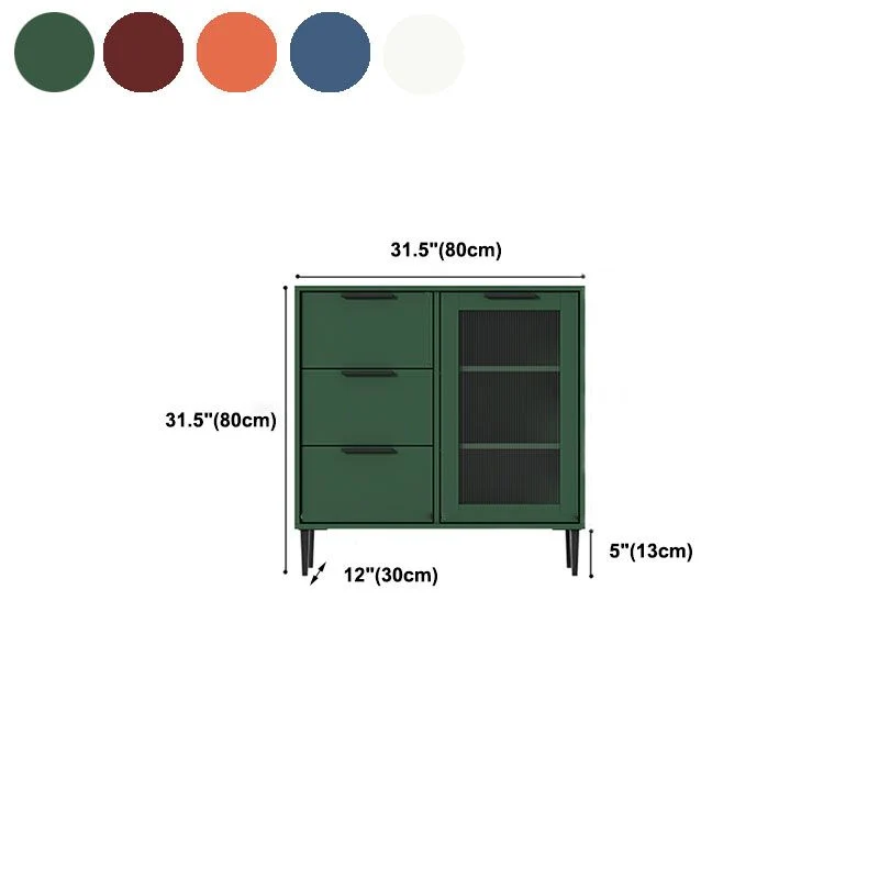Aparador tipo buffet estilo Glam, servidor de madera con puerta y cajón para sala de estar Verde Clearhalo