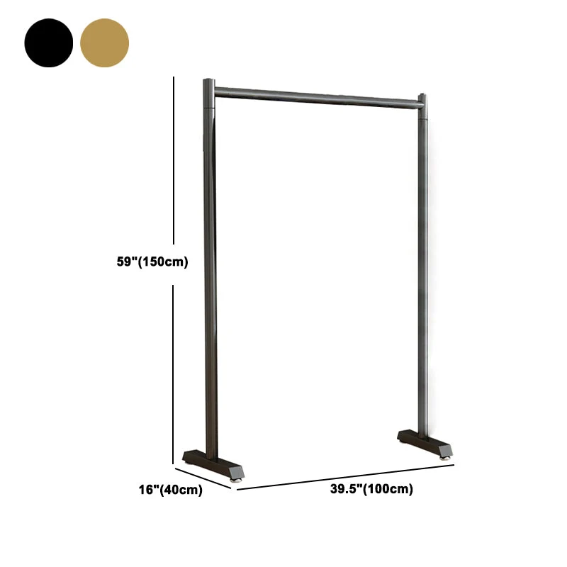Armario abierto estilo moderno de acero inoxidable con barra para ropa Negro Clearhalo