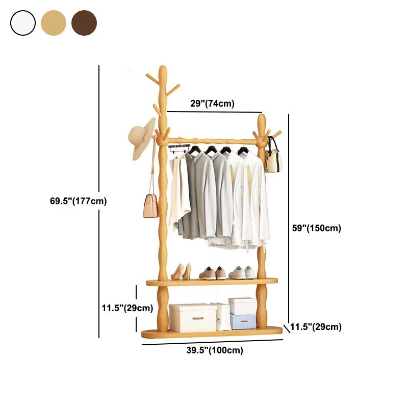 Armario abierto estilo moderno de madera de pino con barra para ropa Cafe Clearhalo