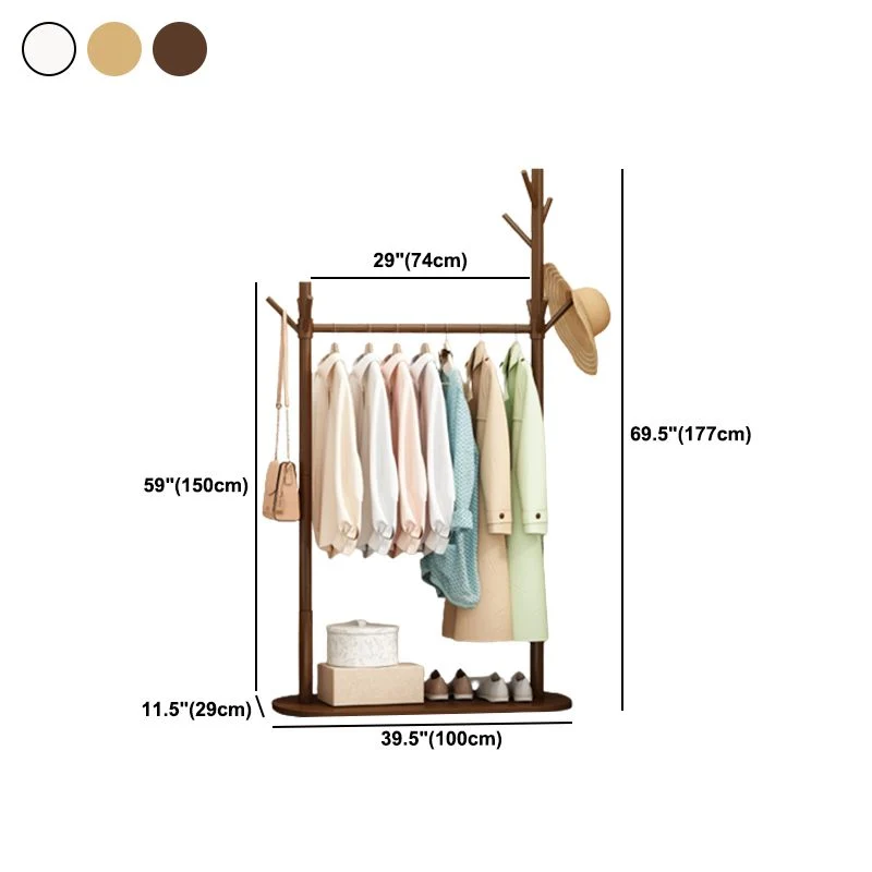 Armario abierto estilo moderno de madera de pino con barra para ropa Cafe Clearhalo