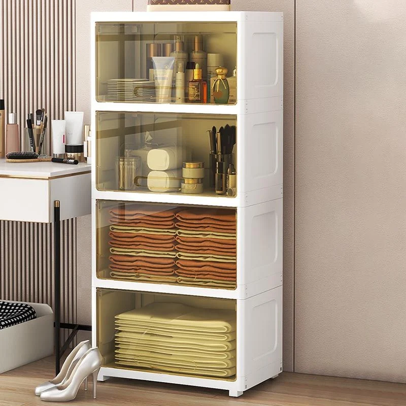 Armario de almacenamiento contemporáneo Armario Armario de plástico para dormitorio Blanco Clearhalo