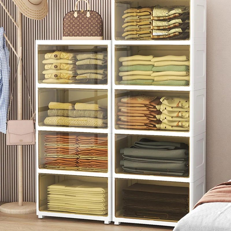 Armario de almacenamiento contemporáneo Armario Armario de plástico para dormitorio Blanco Clearhalo