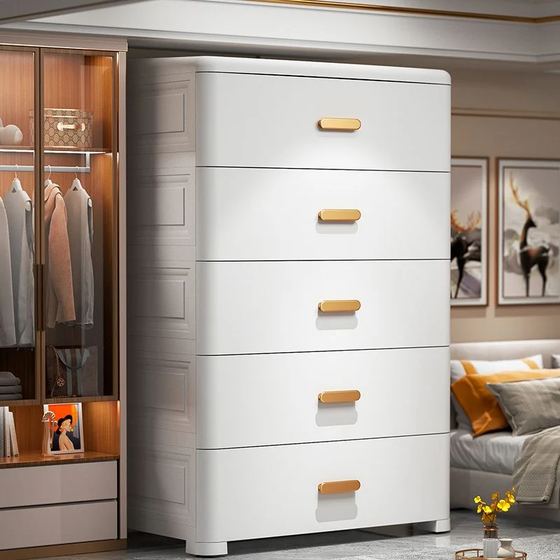 Armario de almacenamiento de dormitorio contemporáneo con armario no colgante de plástico Blanco Clearhalo