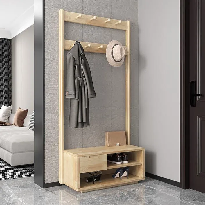 Armario de almacenamiento de estilo moderno, armario guardarropa de madera para el hogar con estantes Nuez Clearhalo