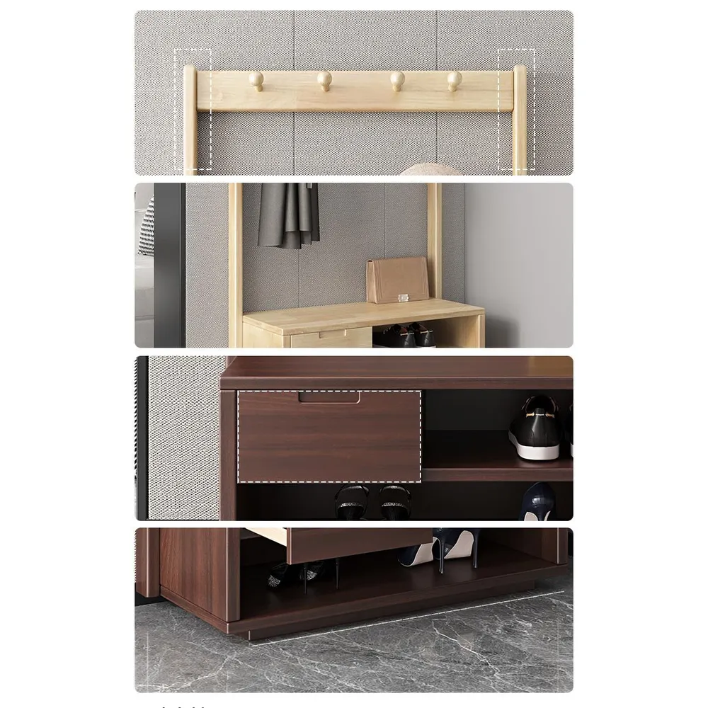 Armario de almacenamiento de estilo moderno, armario guardarropa de madera para el hogar con estantes Nuez Clearhalo