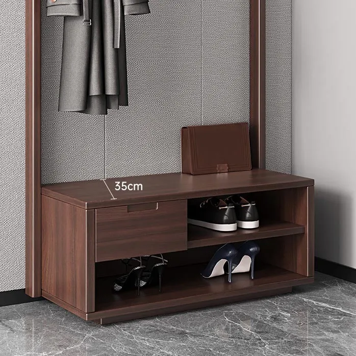 Armario de almacenamiento de estilo moderno, armario guardarropa de madera para el hogar con estantes Nuez Clearhalo