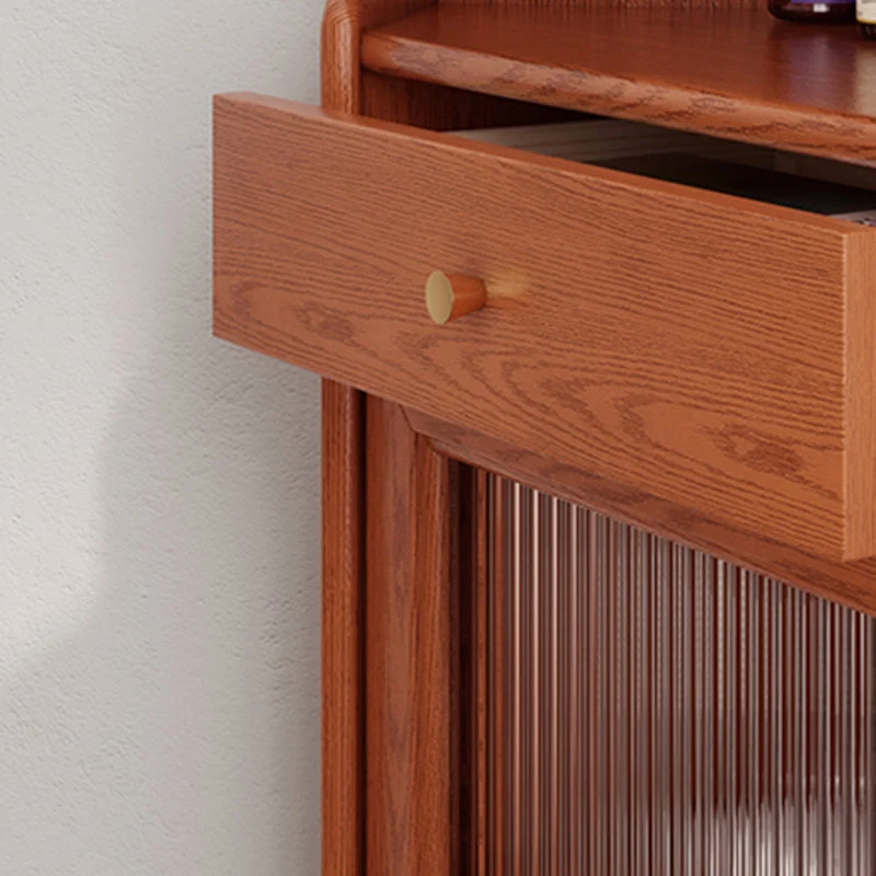 Armario de almacenamiento de madera de diseño con 2 puertas de cristal y estante de almacenamiento moderno Naturales Clear...