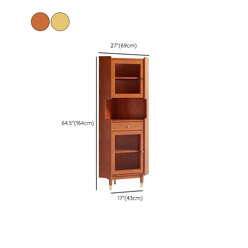 Armario de almacenamiento de madera de diseño con 2 puertas de cristal y estante de almacenamiento moderno Naturales Clear...