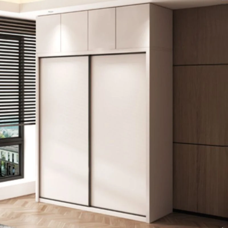 Armario de almacenamiento de madera para dormitorio, armario de estilo moderno con barra para ropa Clearhalo
