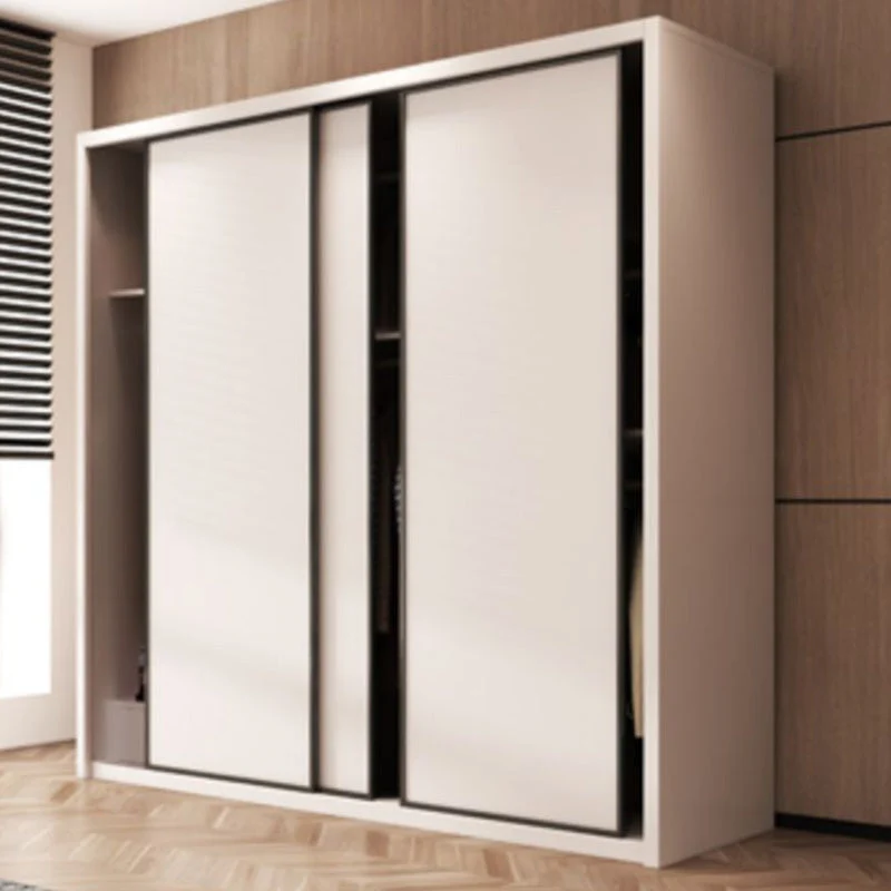 Armario de almacenamiento de madera para dormitorio, armario de estilo moderno con barra para ropa Clearhalo