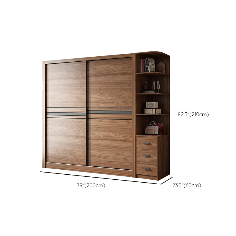Armario de almacenamiento de madera para dormitorio, armario tradicional con puertas correderas Clearhalo