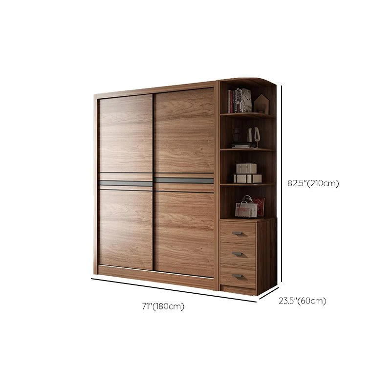 Armario de almacenamiento de madera para dormitorio, armario tradicional con puertas correderas Clearhalo