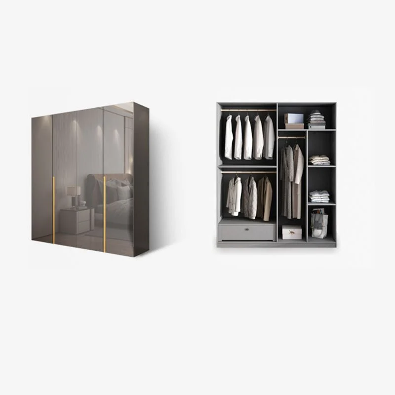 Armario de almacenamiento moderno para dormitorio, armario guardarropa de madera con barra para ropa Clearhalo