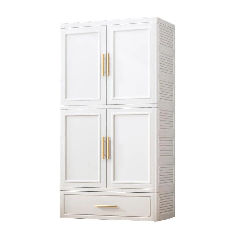 Armario de almacenamiento de plástico de armario guardarropa contemporáneo de 2 puertas Blanco Clearhalo