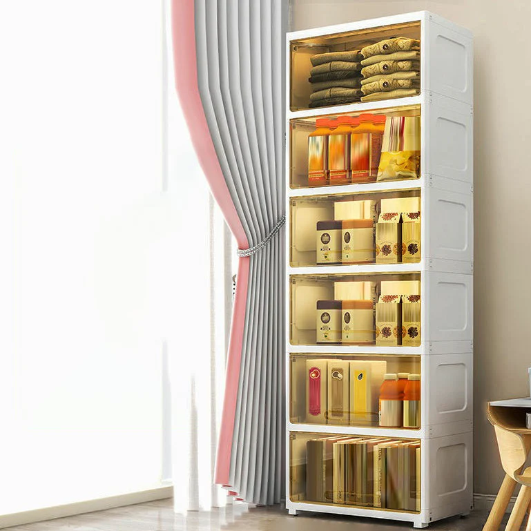 Armario de almacenamiento de 5 puertas Armario de plástico contemporáneo Beige Clearhalo