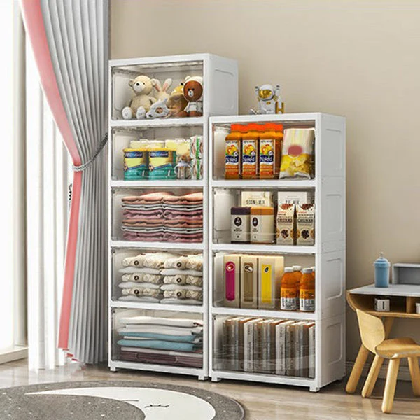 Armario de almacenamiento de 5 puertas Armario de plástico contemporáneo Beige Clearhalo