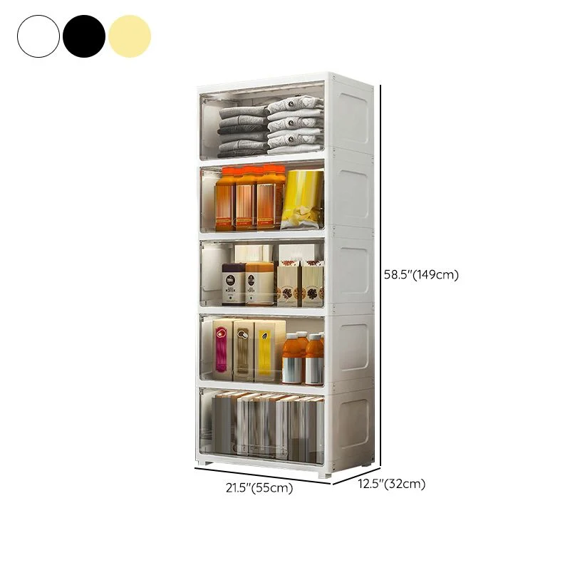 Armario de almacenamiento de 5 puertas Armario de plástico contemporáneo Beige Clearhalo