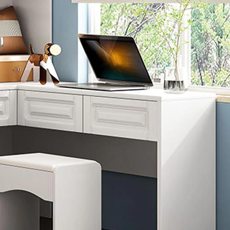 Armario blanco de madera artificial con cajones y rieles para ropa Clearhalo