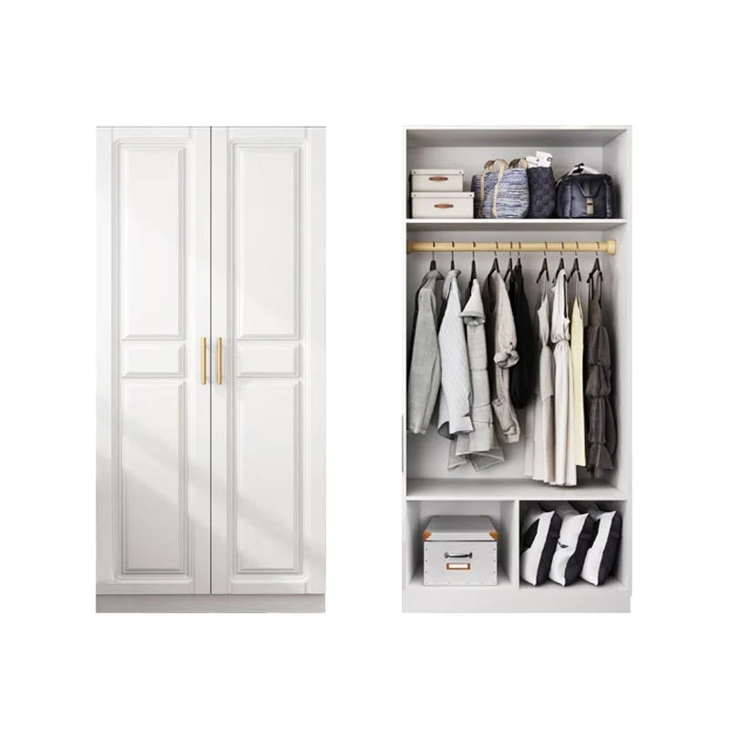 Armario blanco de madera artificial con cajones y rieles para ropa Clearhalo