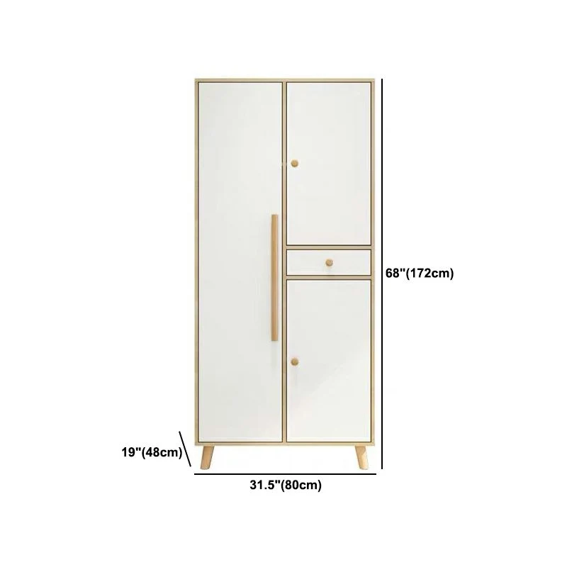Armario blanco moderno para el hogar, armario de madera de ingenierí con puertas batientes Clearhalo