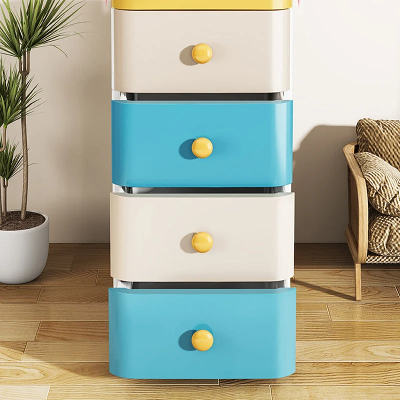 Armario de 5 cajones con patas Gabinete de almacenamiento de plástico moderno Blanco Clearhalo