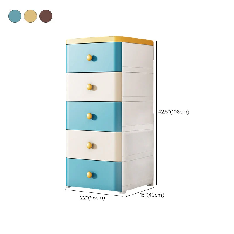 Armario de 5 cajones con patas Gabinete de almacenamiento de plástico moderno Blanco Clearhalo
