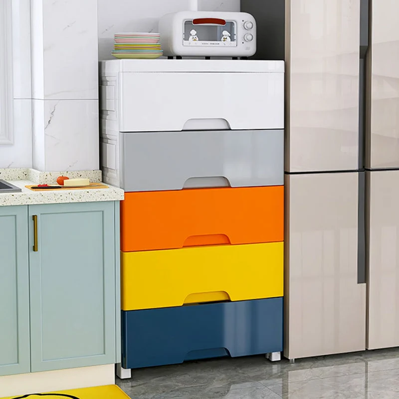 Armario no colgante de plástico para el hogar, armario de almacenamiento de estilo moderno con ruedas Multicolor Clearhalo
