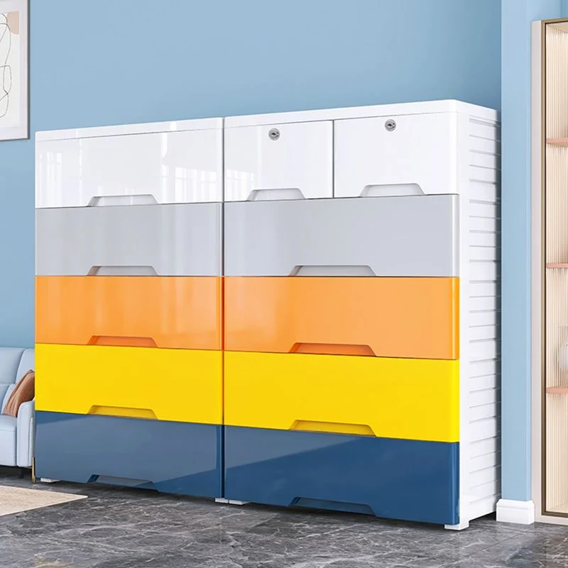 Armario no colgante de plástico para el hogar, armario de almacenamiento de estilo moderno con ruedas Multicolor Clearhalo
