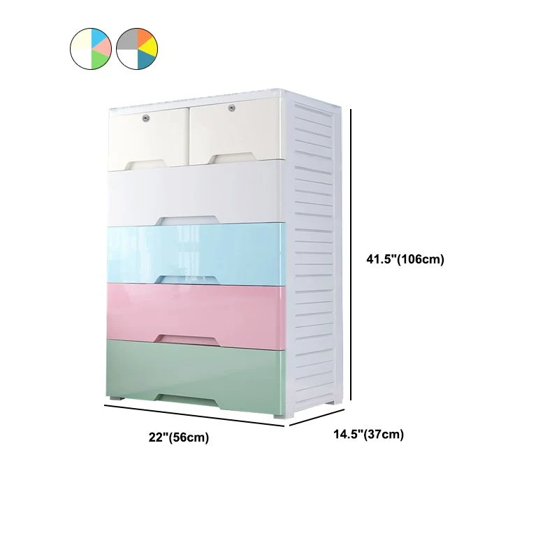 Armario no colgante de plástico para el hogar, armario de almacenamiento de estilo moderno con ruedas Multicolor Clearhalo