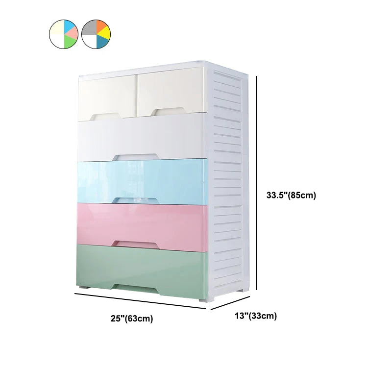 Armario no colgante de plástico para el hogar, armario de almacenamiento de estilo moderno con ruedas Multicolor Clearhalo