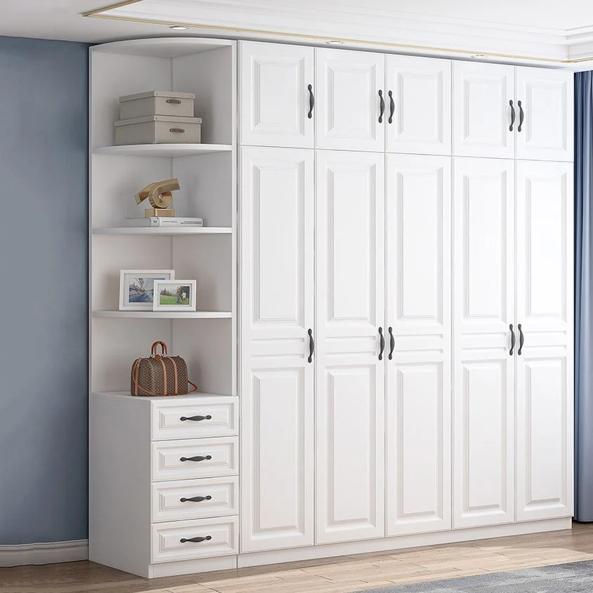 Armario de color blanco, armario guardarropa de madera de estilo francés para dormitorio Clearhalo