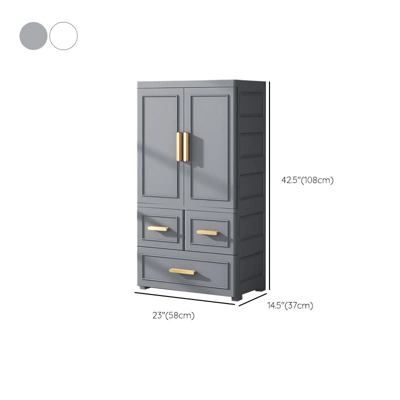 Armario con bisagras Armario de almacenamiento de plástico moderno para dormitorio Gris Clearhalo