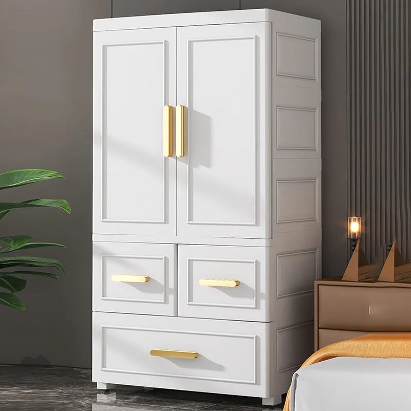 Armario con bisagras Armario de almacenamiento de plástico moderno para dormitorio Gris Clearhalo