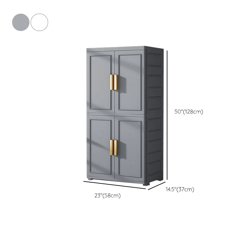 Armario con bisagras Armario de almacenamiento de plástico moderno para dormitorio Gris Clearhalo